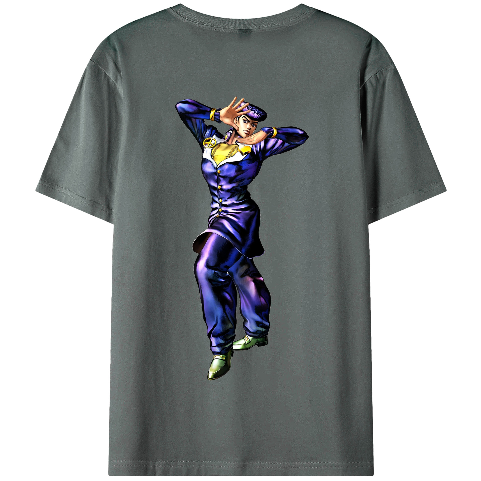 （画像用） ジョジョの奇妙な冒険 ひがしかた じょうすけ JoJo's Bizarre Adventure Higashikata Josuke 綿100％半袖Tシャツ（背面プリント）